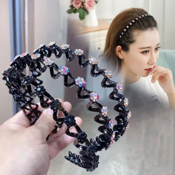 Fashion Pearl Non-Slip Rhinestone Hairbands Elastic Flower Women Hair Hoop Bands Headband Bezel Girls Hair Accessories Headdress - Image 2