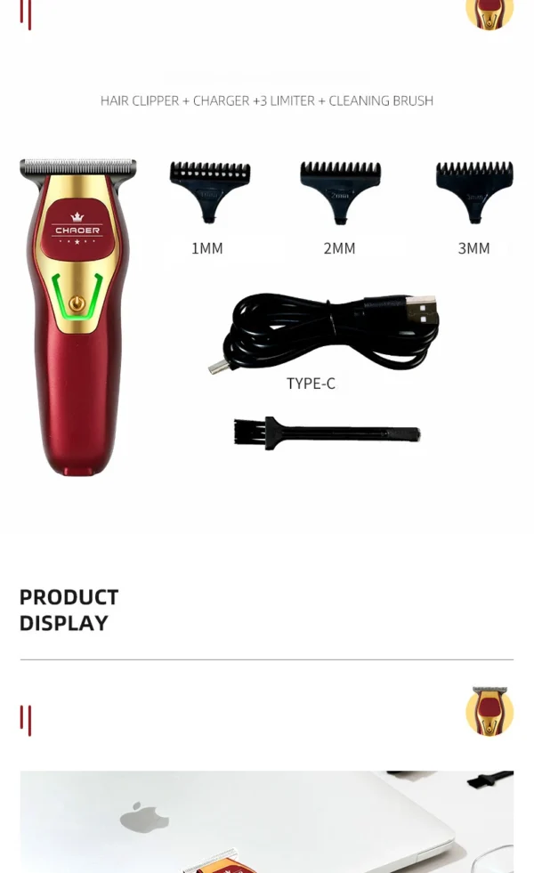 Powerful Professional Hair Trimmer Men 0 MM T Blade Electric Clipper Rechargeable Barber Haircut Machine Beard Trimmer Shaver - Image 21