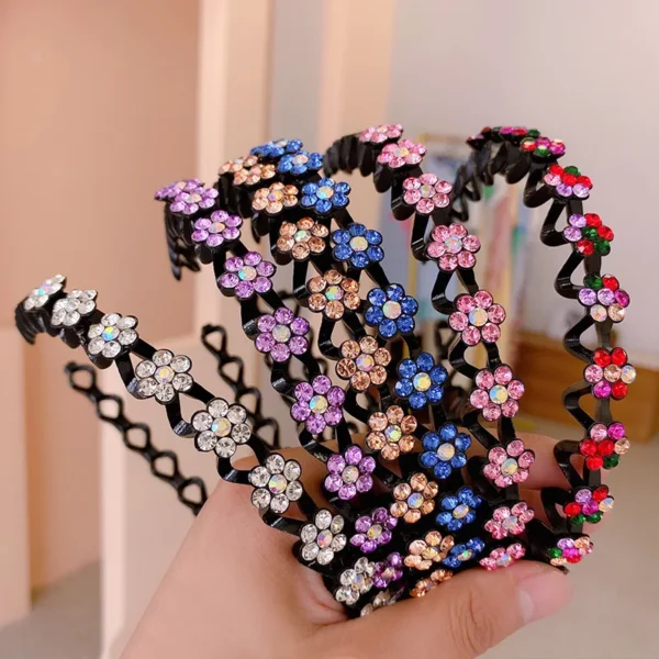 Fashion Pearl Non-Slip Rhinestone Hairbands Elastic Flower Women Hair Hoop Bands Headband Bezel Girls Hair Accessories Headdress - Image 3
