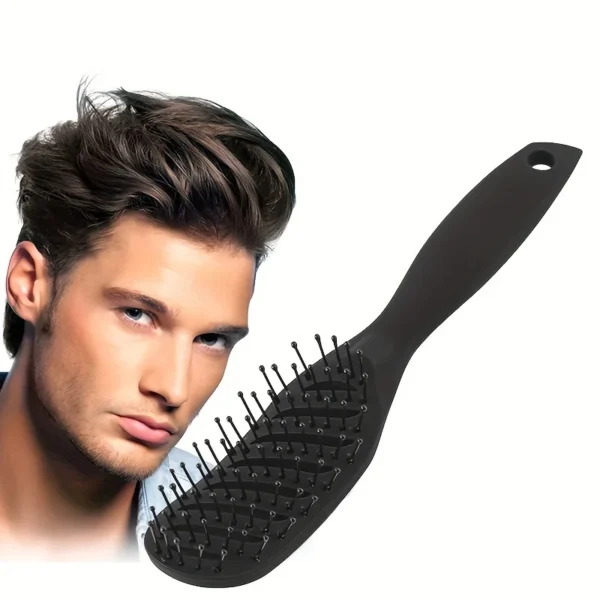 1pc Ergonomic Curved Hair Comb for Men & Women - Nylon Bristles, ABS Plastic Handle, Massage Round Head, High-Temperature Resist - Image 2
