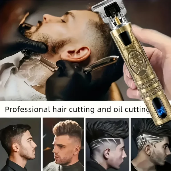 Electric Hair Clipper With LCD Display Oil Head Hair Cutting Machine Hair Beard Trimmer Rechargeable USB Shaver For Men Father - Image 9