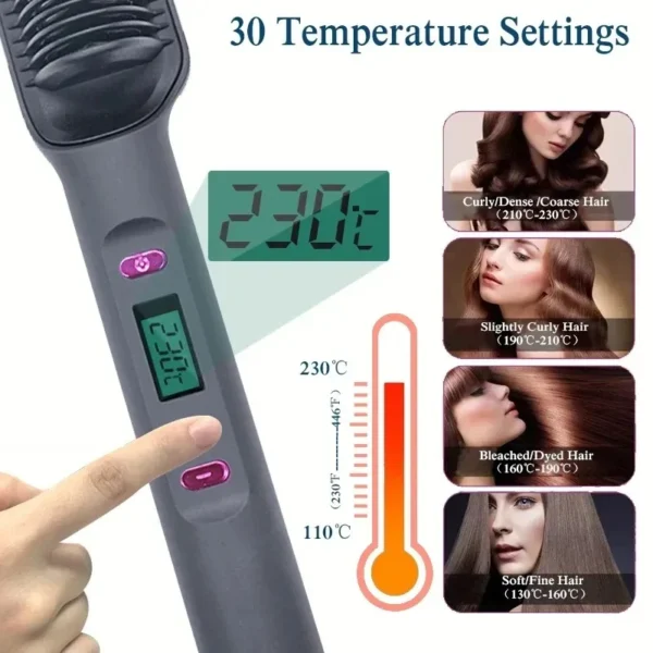 Hair Straightener Brush Heating Hot Comb Straightener Electric Hair Straightening Curly Multifunctional Iron Brush Comb Curler - Image 4