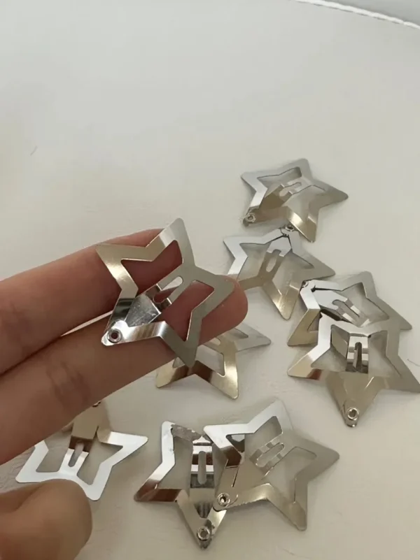 10/40PCS Silver Star Hair Clips for Girls Filigree Star Metal Snap Clip Women Simple BB Hairpins Barrettes Hair Accessories - Image 31