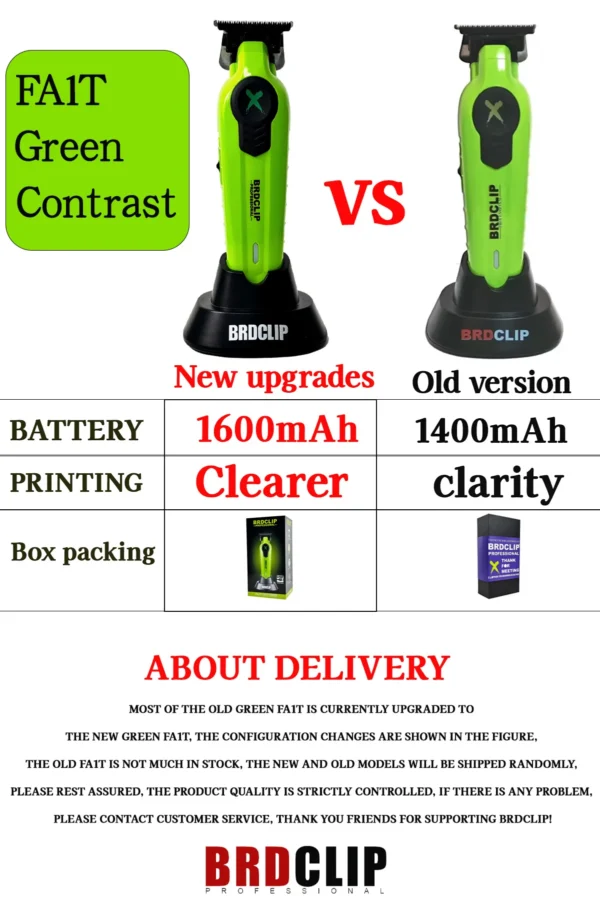 New 2025 BRDCLIP FA1T Green Professional Hair Trimmer Barber Carving Gradient Finish Machine Electric Clipper with Charger Stand - Image 16