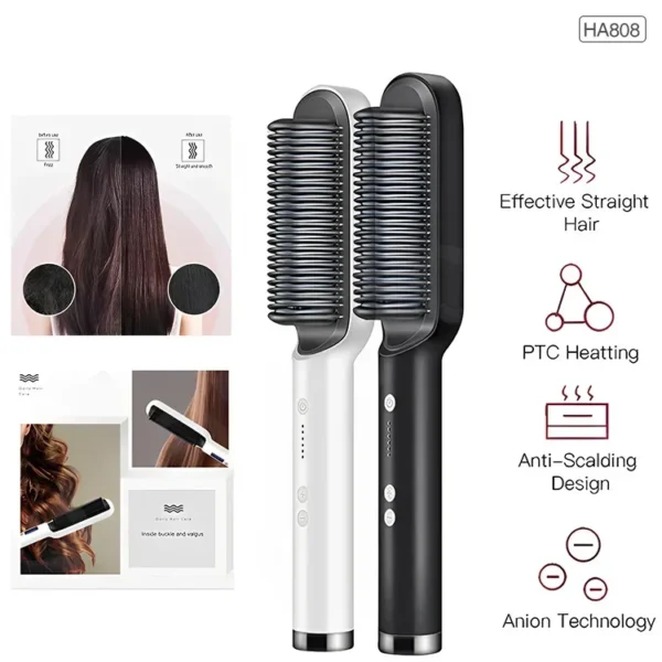 Hair Straightener Professional Quick Heated Electric Hot Comb Hair Straightener Personal Care Multifunctional Hairstyle Brush - Image 18