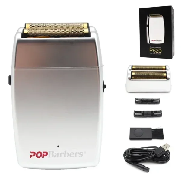 New 11000 RPM 7W Pop Barbers P620 Professional Electric Men's Beard Trimmer Double Foil Shaver Electric Shaver USB Hair Clipper - Image 10