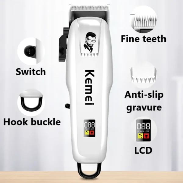 Kemei Professional Hair Clipper Rechargeable Hair Trimmer For Men Shaver Hair Cutting Machine Barber Accessories Cut Machin - Image 3