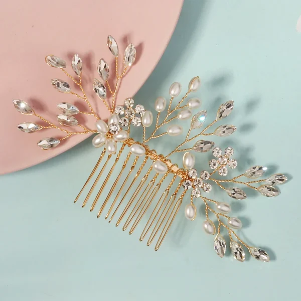Trendy Pearl Handmade Hair Combs Delicate Crystal Flower Beaded Hair Clip Headpiece Festive Party Jewelry Hair Accessories - Image 3
