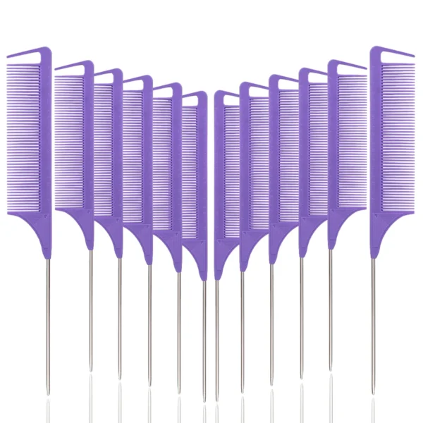 12pcs pointed tail comb dressing styling comb hair dye heat-resistant tail comb hair salon home tools Special for real hair wigs - Image 5