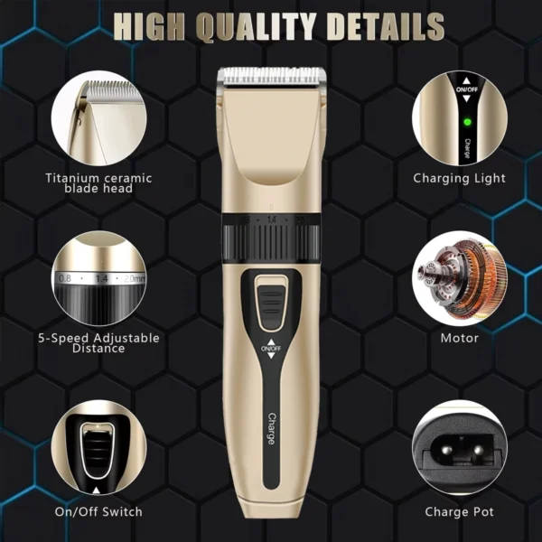Home Electric Hair Clipper Set, Low Noise and Long Battery Life Hair Trimmer, USB Rechargeable Shaver and Hair Cutting Tool. - Image 17