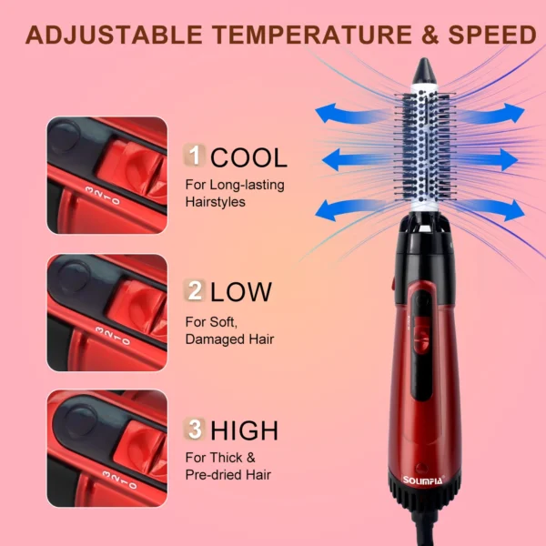 Solimpia 3-Head Hot Air Brush Hair Dryer Strong Wind Electric Straightener Curler Roller Comb Blower Styling Tool for Woman 800W - Image 9
