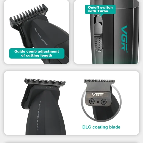 VGR Hair Clipper Professional Hair Cut Machine Face Shaver Barber Clippers Beard Trimmer Metal Trimmer for Men V-003 V-906 V-308 - Image 30