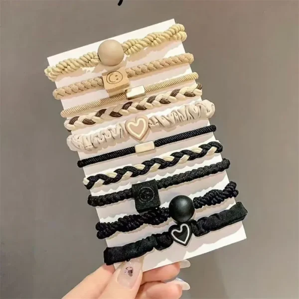 5/10/20pcs Simple Style Hair Tie Set Braided Hair Rope Heart Decor Scrunchies Elastic Ponytail Holder Hair Accessories For Women - Image 9