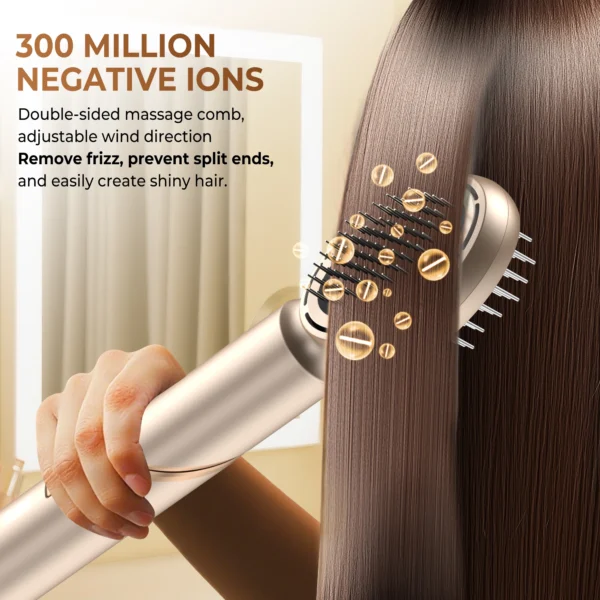 8 in 1 Hair Dryer Brush High Speed Brushless Blow Dryer Negative Ionic Hair Heating Brush Hot Air Styling Comb Hair Curler - Image 3