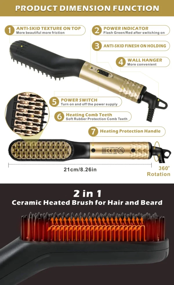 Professional Hair Straightener Comb Brush Beard Hair Straightening Comb Multifunctional Hair Curler Fast Heating Styling Tools - Image 9
