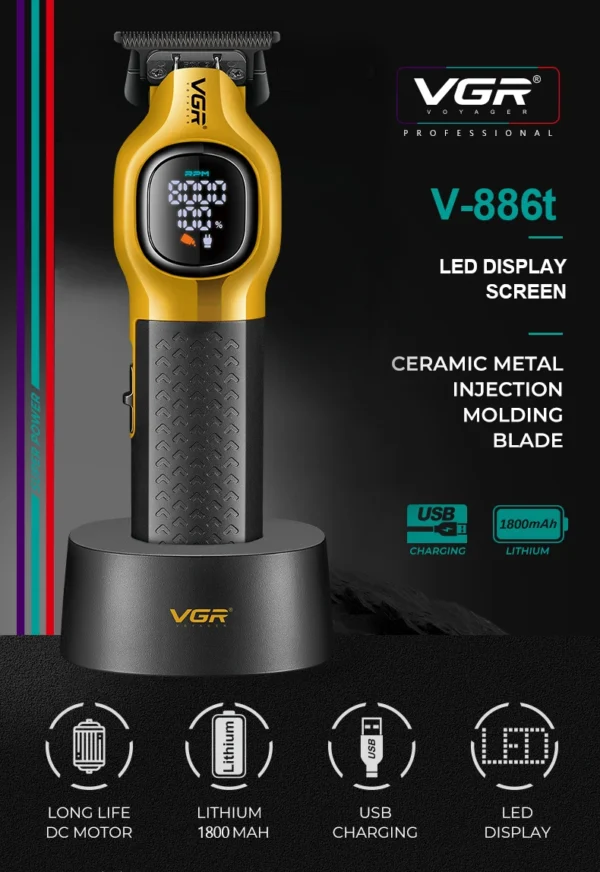 VGR Beard Trimmer Kit 886T Man Hair Clippers Set Vgr 340 Haircut Machine Rechargeables Full Set 37 - Image 9