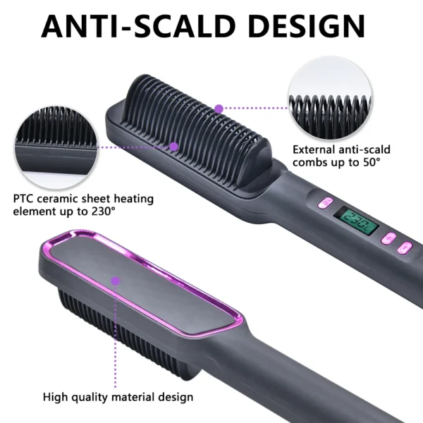 Hair Straightener Brush Heating Hot Comb Straightener Electric Hair Straightening Curly Multifunctional Iron Brush Comb Curler - Image 26