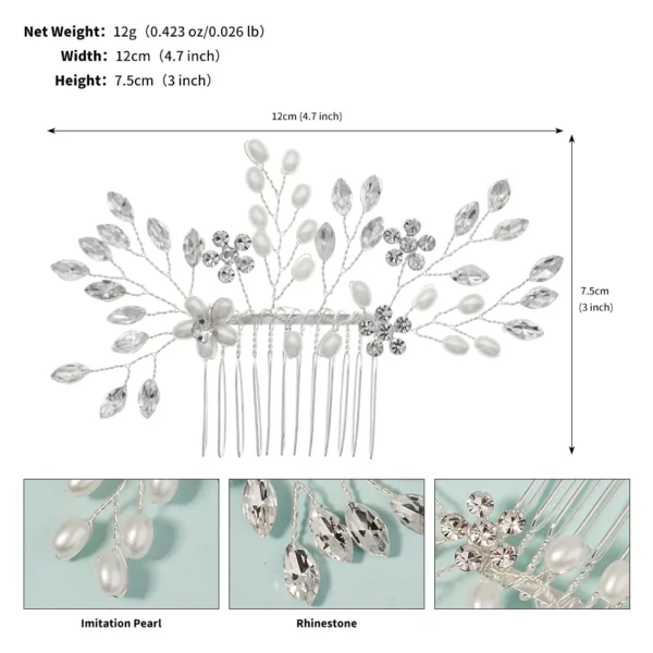 Trendy Pearl Handmade Hair Combs Delicate Crystal Flower Beaded Hair Clip Headpiece Festive Party Jewelry Hair Accessories - Image 6