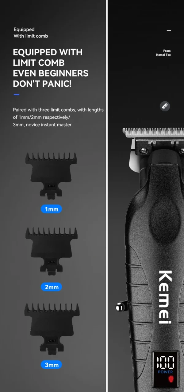 Kemei Hair Clipper Kit for Men, Electric Shaver, Hair Trimmer, Professional Cutting Machine, KM-2290, KM-2293, KM-1102 - Image 29