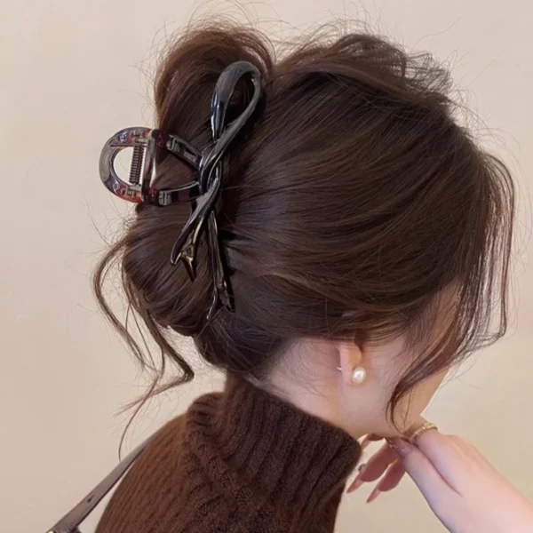 13cm Acrylic Ribbon Bow Hair Claws Crab Hair Clips Glossy Barrettes Headwear Hairpins Shark Ponytail For Women Hair Accessories - Image 3