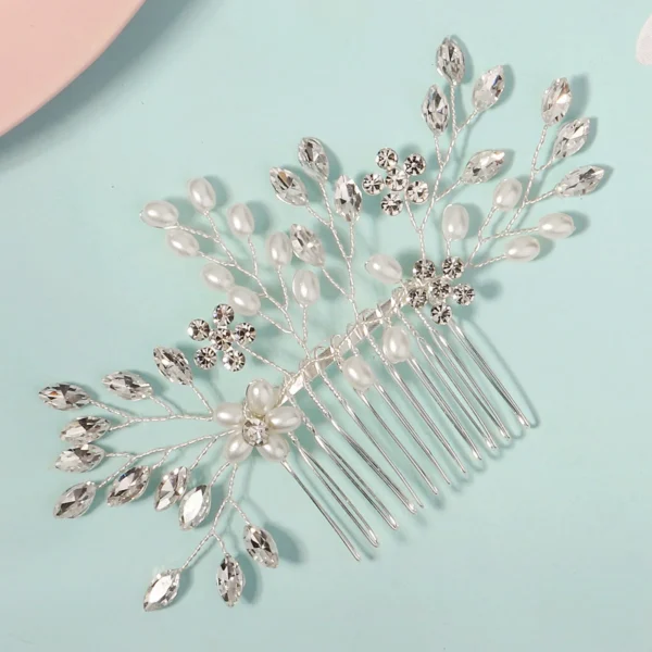 Trendy Pearl Handmade Hair Combs Delicate Crystal Flower Beaded Hair Clip Headpiece Festive Party Jewelry Hair Accessories - Image 5