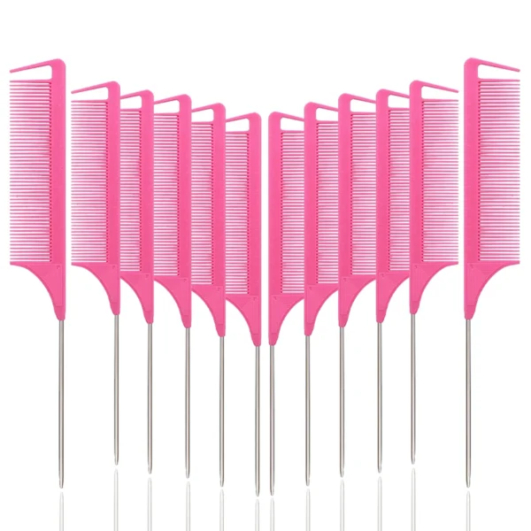 12pcs pointed tail comb dressing styling comb hair dye heat-resistant tail comb hair salon home tools Special for real hair wigs - Image 6