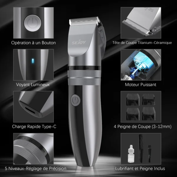 Sejoy Electric Hair Clippers Men Professional kit USB Rechargeable Men's Barber Hair Cutting Machine Beard Trimmer For Men Kids - Image 6