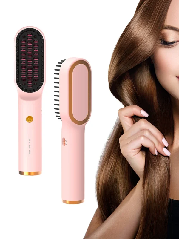 Porta Cordless Pink Hair Straightener Brush - 45 - Min Battery, Type - C Rechargeable, Fast Heating, Lightweight - Image 7