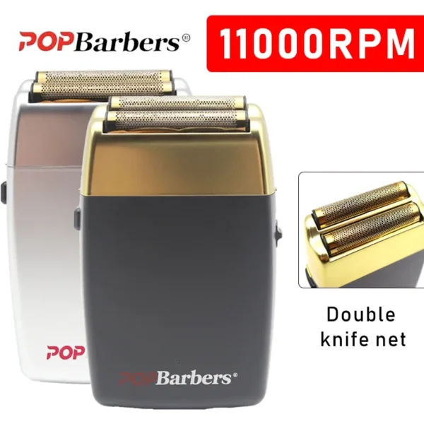New 11000 RPM 7W Pop Barbers P620 Professional Electric Men's Beard Trimmer Double Foil Shaver Electric Shaver USB Hair Clipper - Image 27
