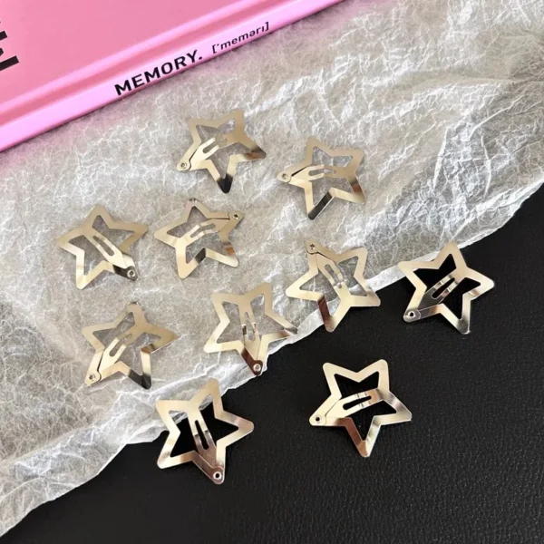10/40PCS Silver Star Hair Clips for Girls Filigree Star Metal Snap Clip Women Simple BB Hairpins Barrettes Hair Accessories - Image 10