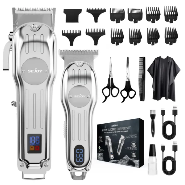 Sejoy Professional Combo Kits Hair Clipper Electric Hair Trimmer Set For Men Rechargeable Cordless Haircut Machine for Barber - Image 7
