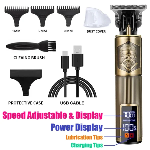 Vintage USB Charging Electric Hair Trimmer Portable Barber Clipper Professional Haircut Machine for Men - Boyfriend Gift - Image 7