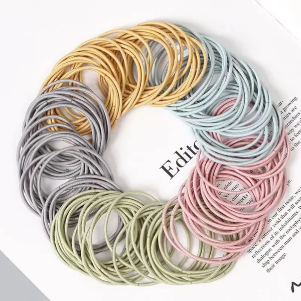 100PCS/Set Women 3.5CM Basic Nylon Elastic Hair Bands Ponytail Hair Scrunchie Rubber Bands Headband Hair Accessories Headwear - Image 3