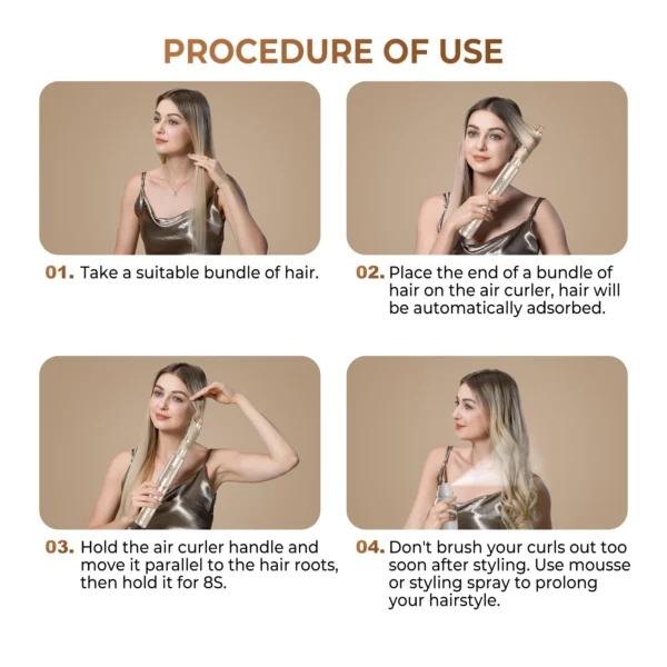 8 in 1 Hair Dryer Brush High Speed Brushless Blow Dryer Negative Ionic Hair Heating Brush Hot Air Styling Comb Auto Hair Curle - Image 15