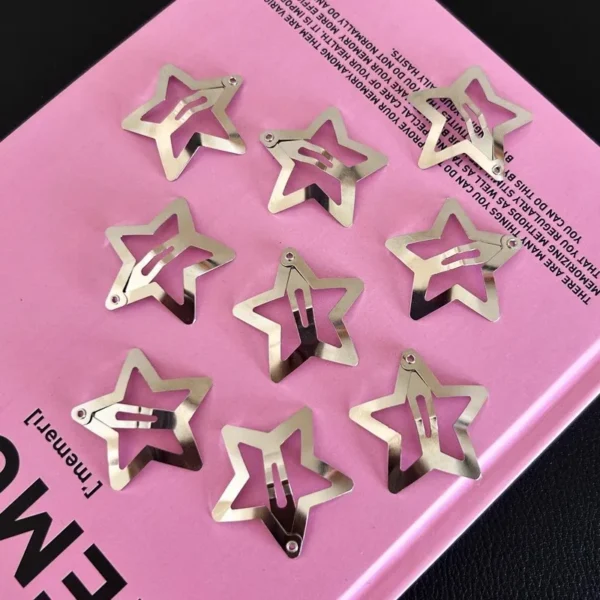 10/40PCS Silver Star Hair Clips for Girls Filigree Star Metal Snap Clip Women Simple BB Hairpins Barrettes Hair Accessories - Image 14