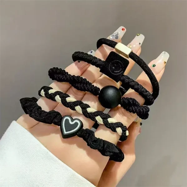 5/10/20pcs Simple Style Hair Tie Set Braided Hair Rope Heart Decor Scrunchies Elastic Ponytail Holder Hair Accessories For Women - Image 11