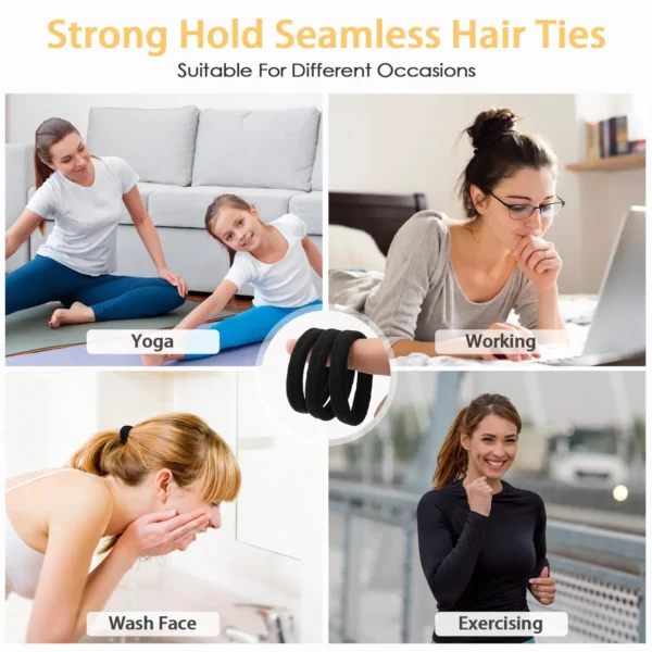 10/30/50pcs 2/3.5/4/5.5cm Black Large Soft Nylon Hair Elastics Ties Rope For No Damage Ponytail Holder Women Leagues Accessories - Image 11
