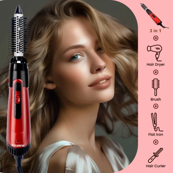 Solimpia 3-Head Hot Air Brush Hair Dryer Strong Wind Electric Straightener Curler Roller Comb Blower Styling Tool for Woman 800W - Image 8
