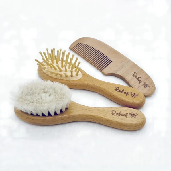 Personalized Wooden Baby Brush Custom Name Baby Wool Comb New Born Hair Brush Infant Head Massager Bath Brush Comb for Kids - Image 3