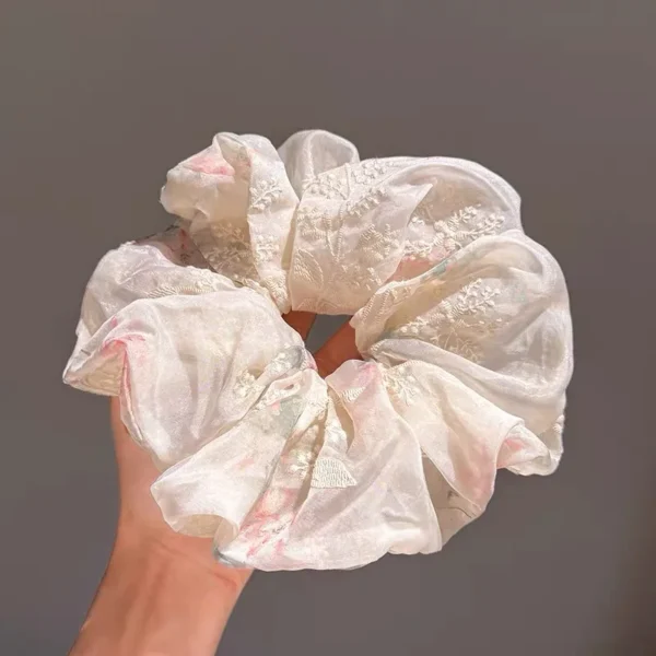 2024 Korea Fashion Stripe Hair Rubber Bands Girls Blue Scrunchie Elastic Big Hair Tie Solid Color Silk Hair Bands accessoires - Image 16