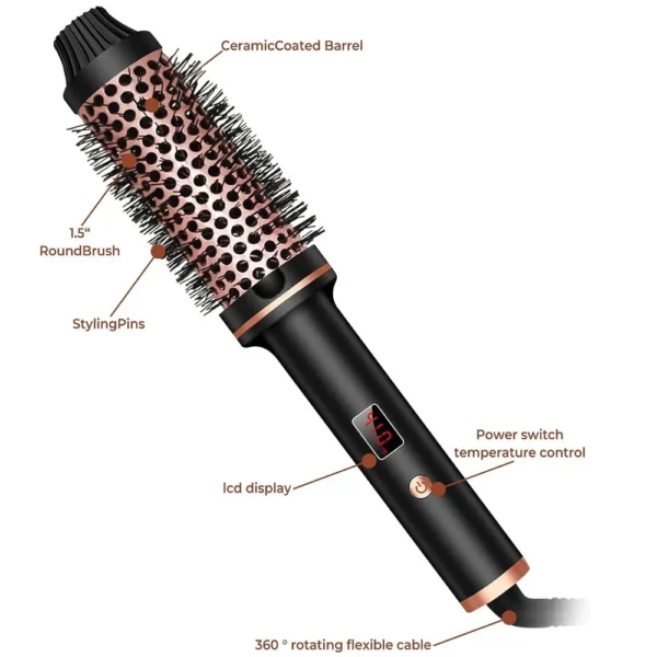 3 In 1 Ionic Hair Curler Straightener Professional Curling Iron Heated Hair Styling Brush Anti-Scald Thermal Brush Curl Wand - Image 3