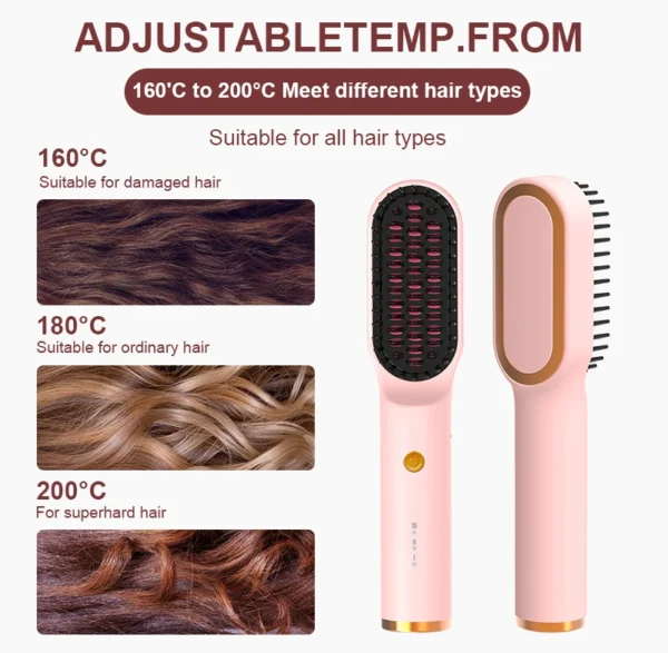 Porta Cordless Pink Hair Straightener Brush - 45 - Min Battery, Type - C Rechargeable, Fast Heating, Lightweight - Image 11