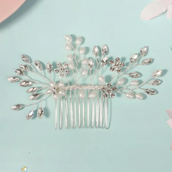 Trendy Pearl Handmade Hair Combs Delicate Crystal Flower Beaded Hair Clip Headpiece Festive Party Jewelry Hair Accessories - Image 8