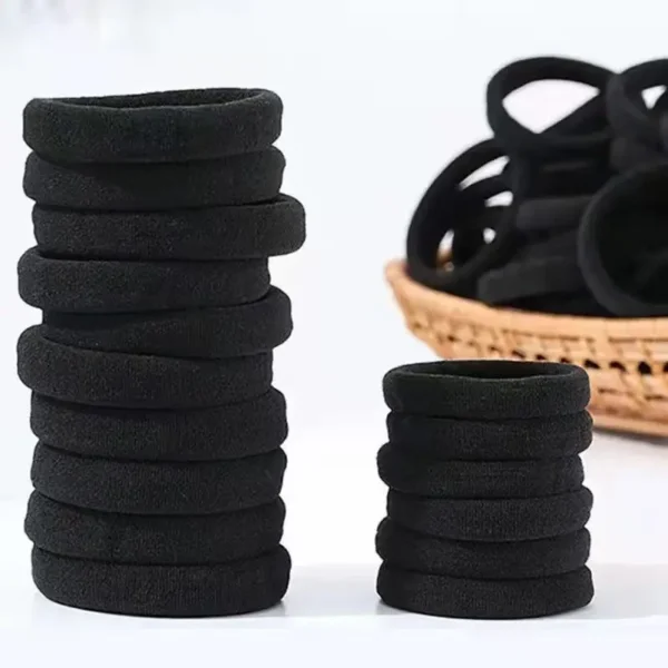 10/30/50pcs 2/3.5/4/5.5cm Black Large Soft Nylon Hair Elastics Ties Rope For No Damage Ponytail Holder Women Leagues Accessories - Image 5