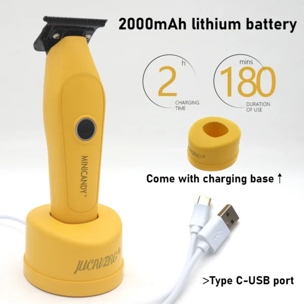 JUCAI MINICANDY JC-08 Professional Men's Hair Clipper DLC Blade Brushless Motor with Base Charger Hair Trimmer Finishing Machine - Image 4