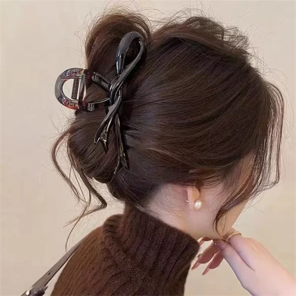 13cm Acrylic Ribbon Bow Hair Claws Crab Hair Clips Glossy Barrettes Headwear Hairpins Shark Ponytail For Women Hair Accessories - Image 8