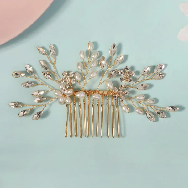 Trendy Pearl Handmade Hair Combs Delicate Crystal Flower Beaded Hair Clip Headpiece Festive Party Jewelry Hair Accessories - Image 7