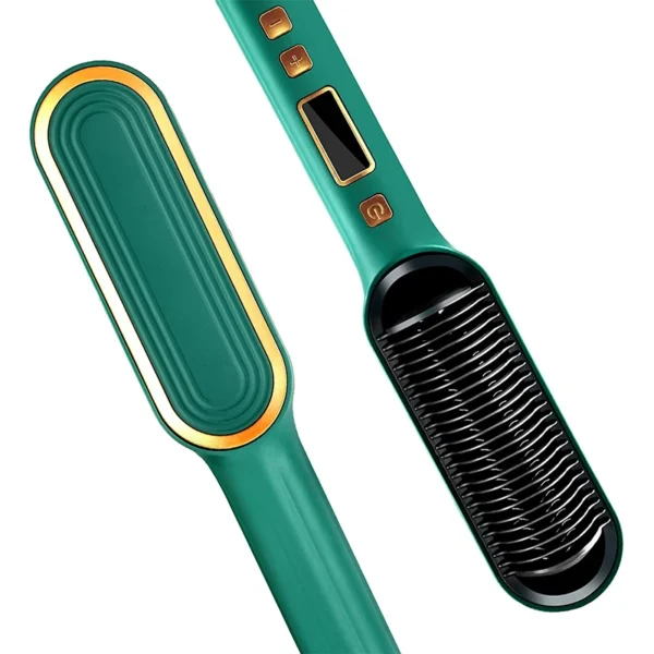 2-In-1 Electric Professional Negative Ion Straight Hair Brush Curling Comb With Lcd Display Curling Tool Straight Hair Brush - Image 3
