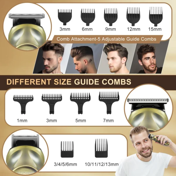 Hatteker Men's Multi-Function 8-in-1 Electric Hair Trimmer Nose Hair Razor Carving IPX6 Waterproof Grooming Kit - Image 6