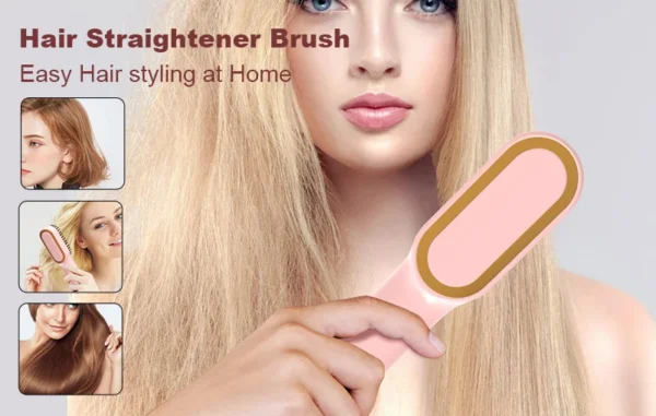 Porta Cordless Pink Hair Straightener Brush - 45 - Min Battery, Type - C Rechargeable, Fast Heating, Lightweight - Image 8